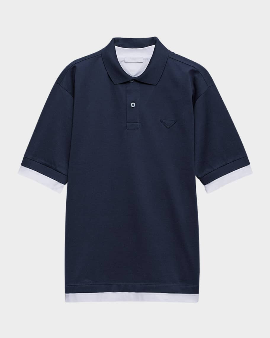 Prada Men's Double-Layer Polo Shirt | Neiman Marcus