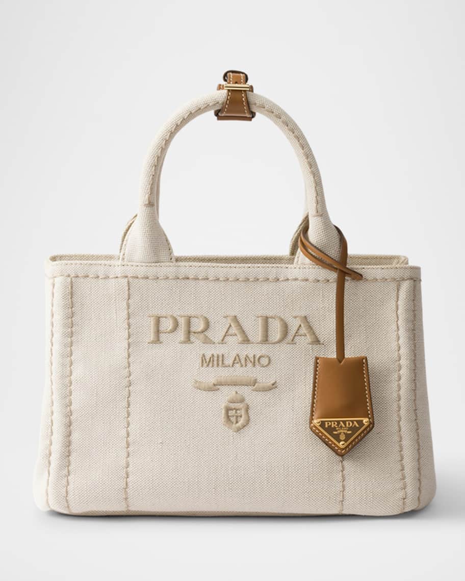 国内発 PRADA Linen blend and leather mini-buckle bag 人気 3product-