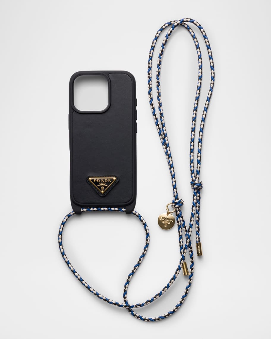 Prada iPhone 16 Pro Leather Shoulder Strap Phone Case