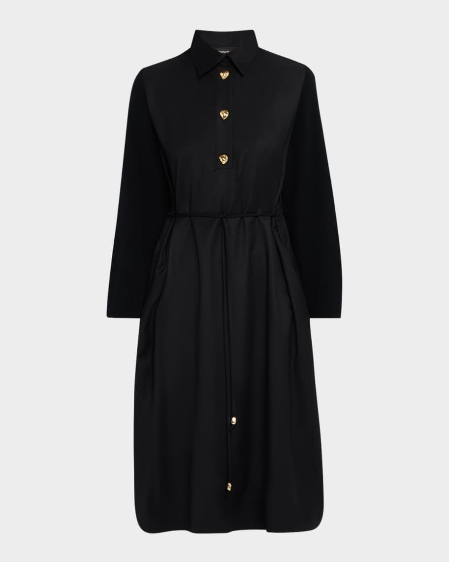 ワンピース FABIANA FILIPPI Woman Dress Ebony ABD215F166 1269 FABIANA FILIPPI A-Line Mixed Media Midi Dress | Neiman Marcus