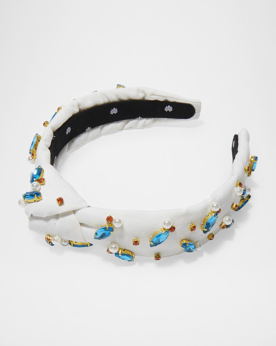 Lele Sadoughi Slim Knotted Crystal-Embellished Headband  display picture 3