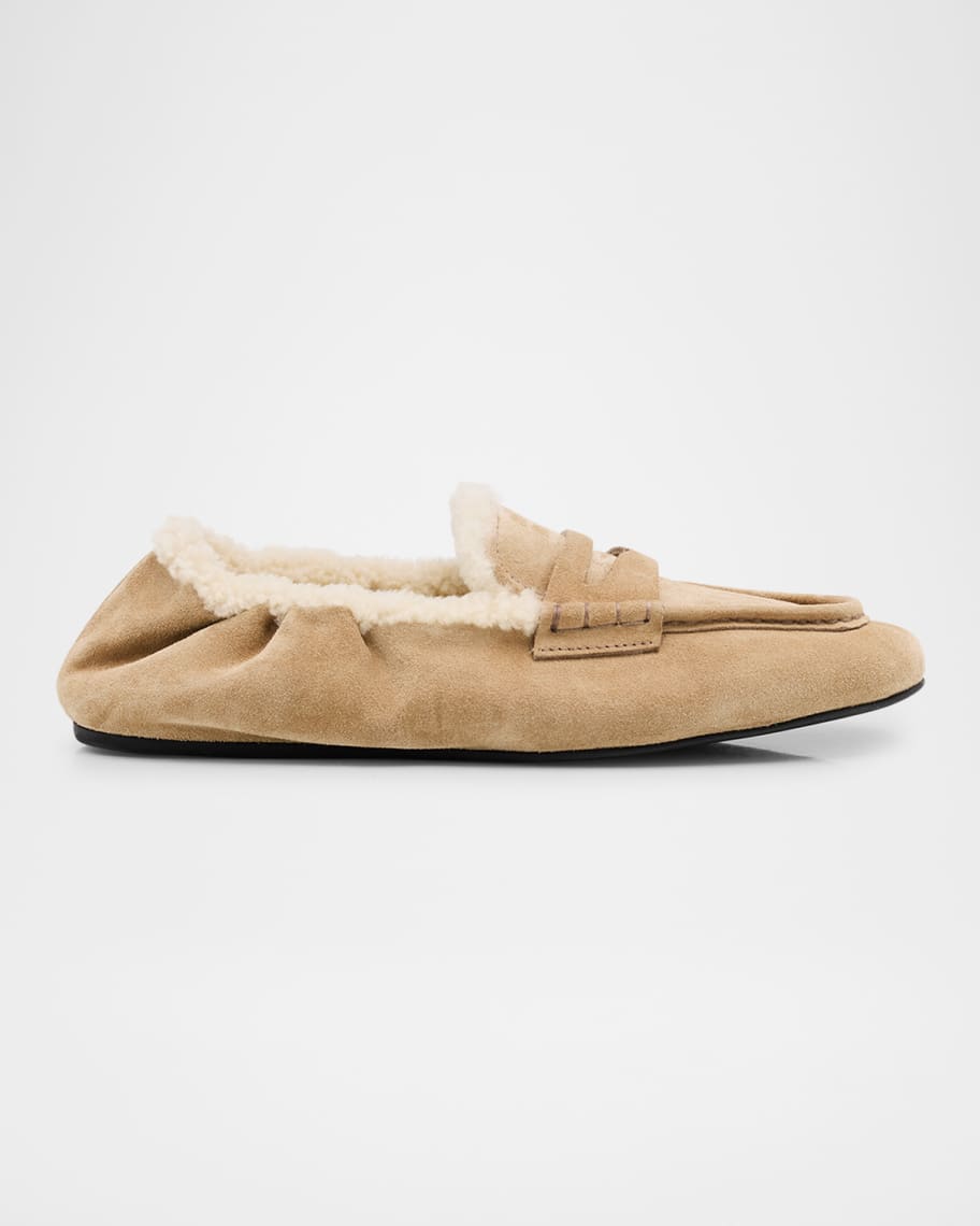 【Miu Miu】 Shearling-linedスエードスニーカー Miu Miu Shearling Lined Suede Penny Loafers | Neiman Marcus