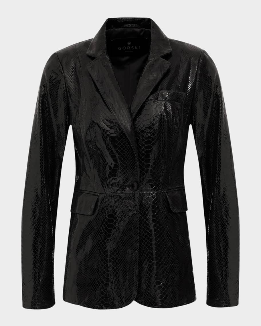Gorski Python-Embossed Metis Suede Blazer | Neiman Marcus