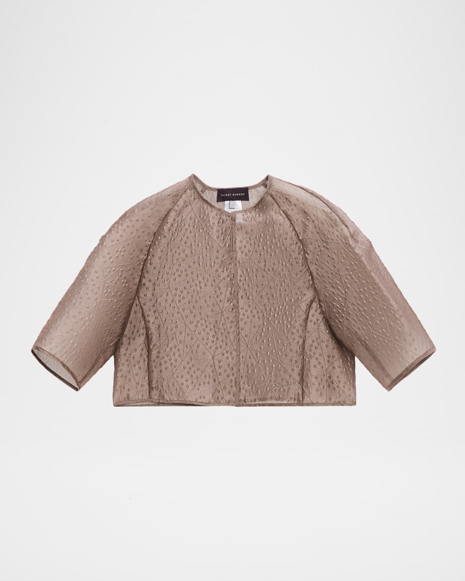 Talbot Runhof Rivet Organza Crop Bolero Jacket Neiman Marcus