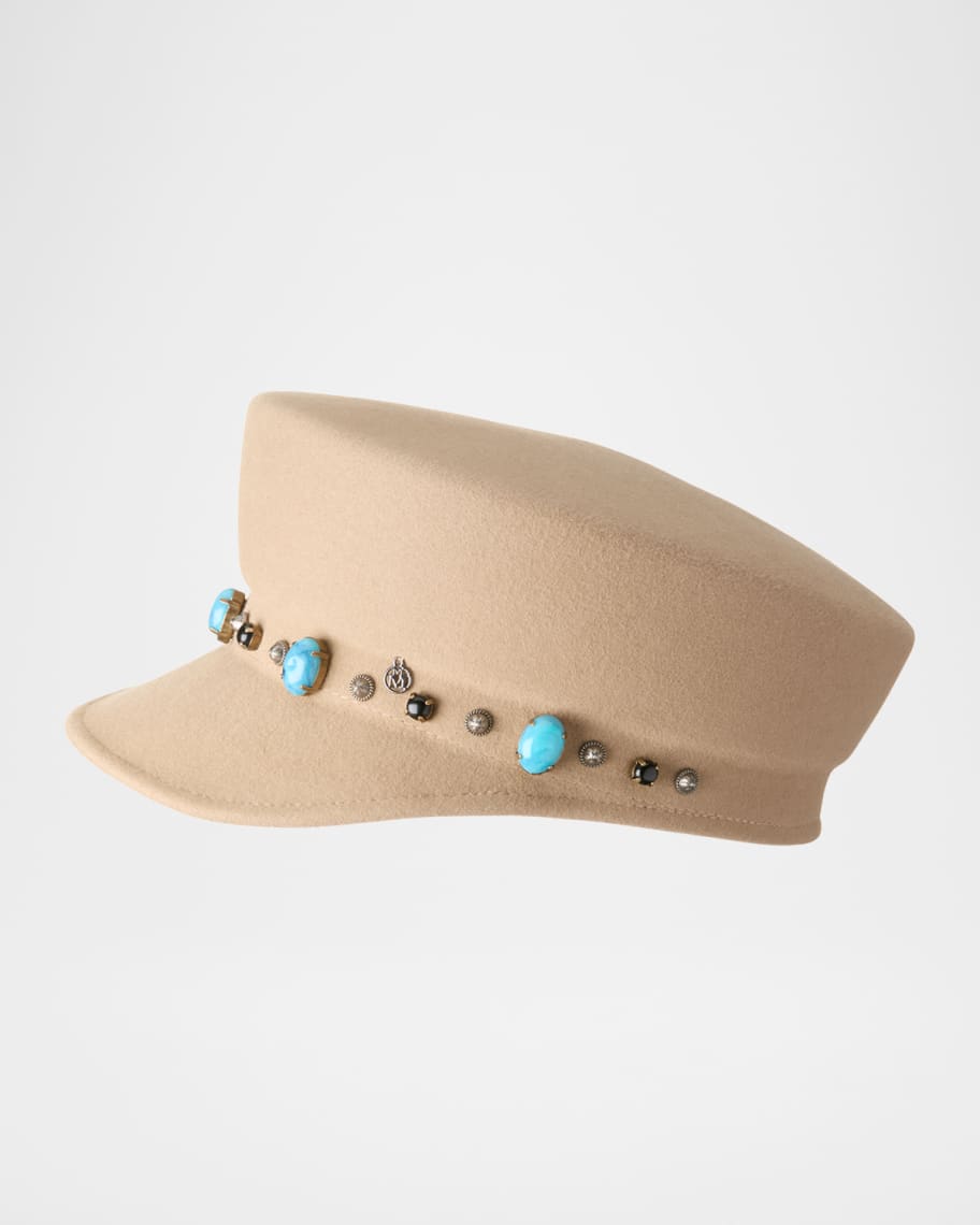 Maison Michel Abby Stone Studs Wool Felt Hat | Neiman Marcus