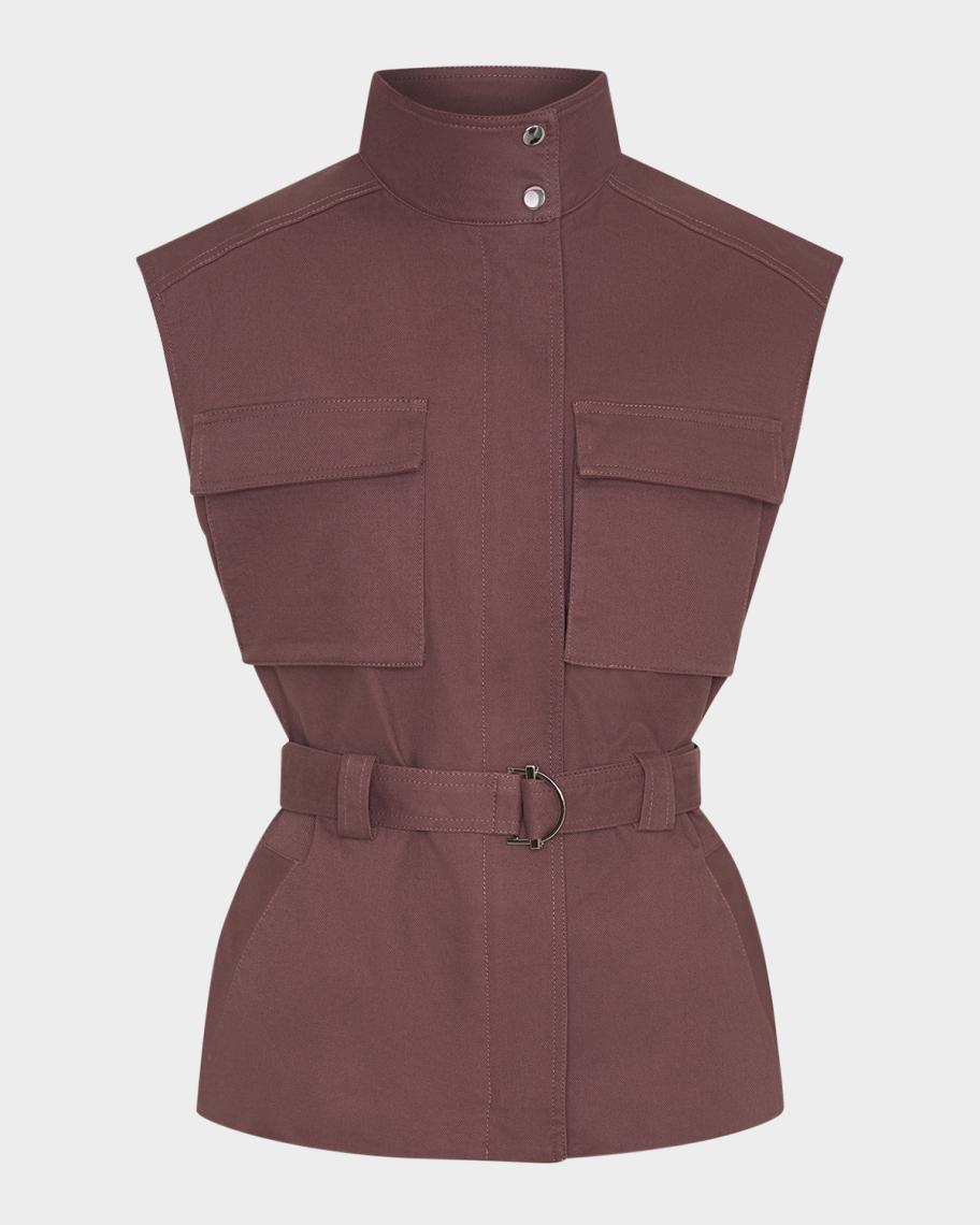 NICHOLAS Danna Belted Stand-Collar Vest | Neiman Marcus