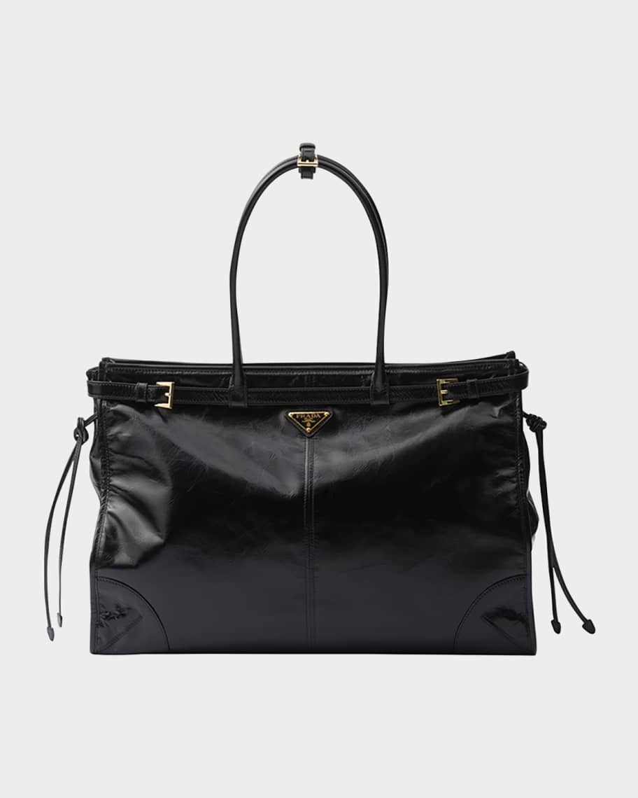 Prada Bonnie Buckle Leather Shoulder Bag | Neiman Marcus