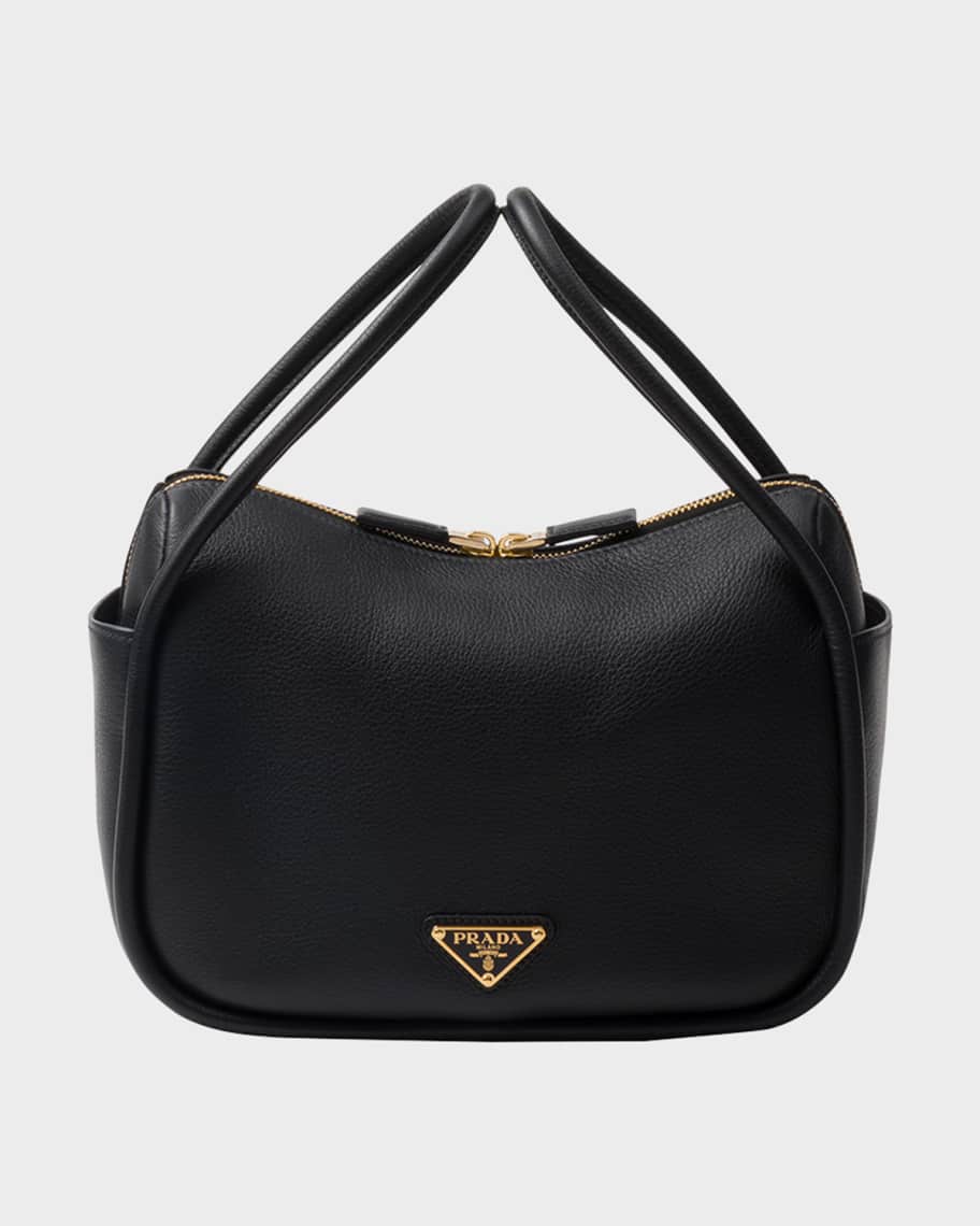 【PRADA】プラダ バックル付きで魅力的 Moon Small Leather Bag Moon Small leather shoulder bag in black - Prada | Mytheresa