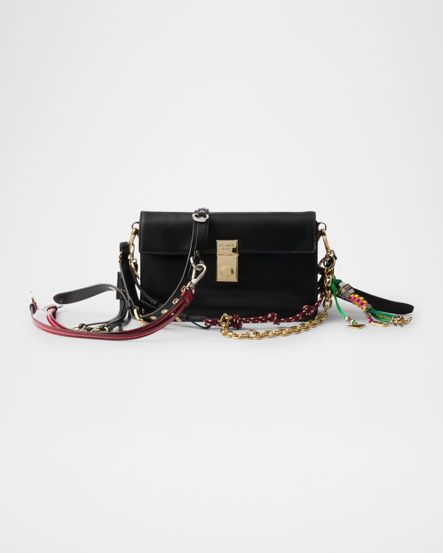 【関税&送料込】Prada Prada Embleme Smooth Leather Shoulder Prada Emblème Leather Shoulder Bag | White | FARFETCH