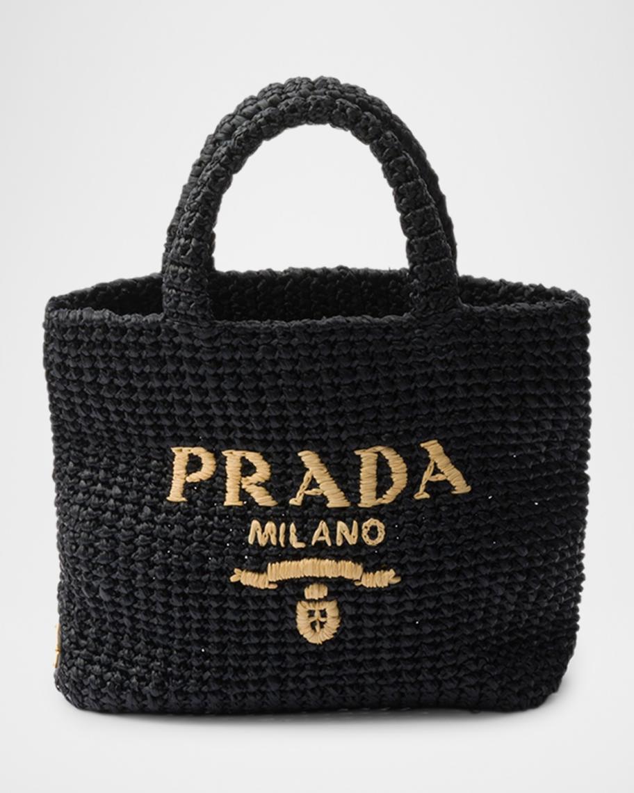 刺繍 ノベルティ プラダ ミニカゴバッグ 　PRADAミニラフィアトートバッグ 未使用 ミニカゴバッグ ノベルティ PRADAミニラフィア刺繍トートバッグ