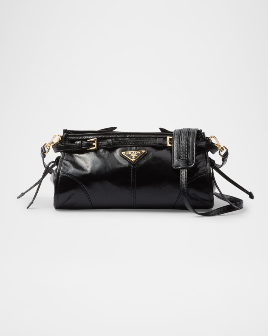 Prada Bonnie Small Glossy Leather East-West Shoulder Bag | Neiman