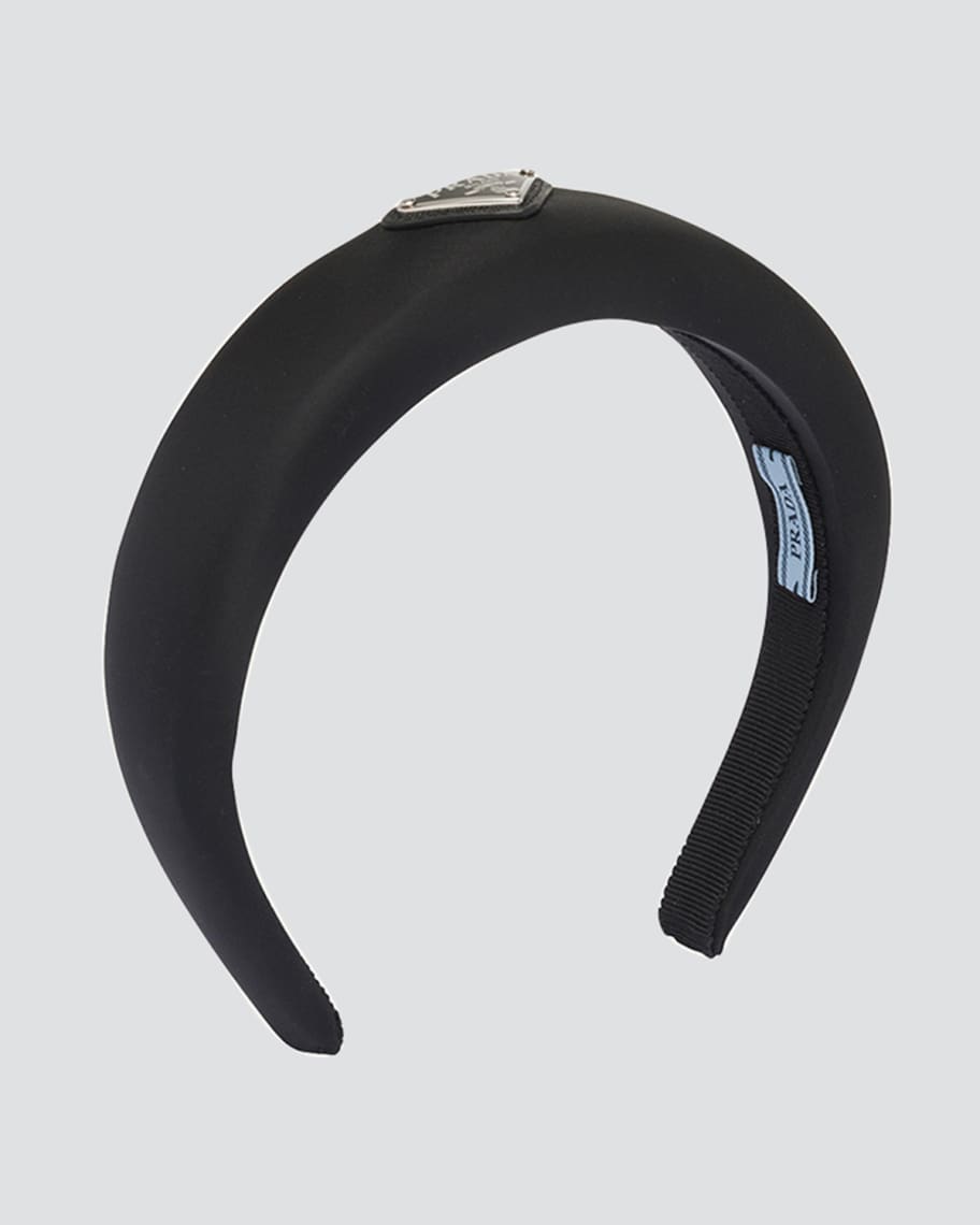 Prada Triangle Logo Padded Re-Nylon Headband | Neiman Marcus