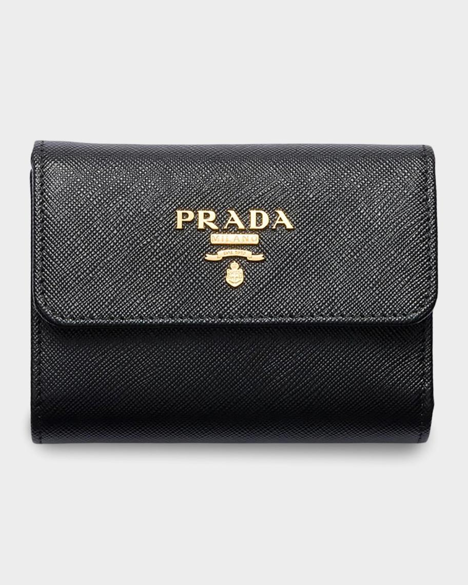 PRADA 三つ折り財布 M170A SAFFIANO NERO Prada Small Saffiano Leather Trifold Wallet | Neiman Marcus