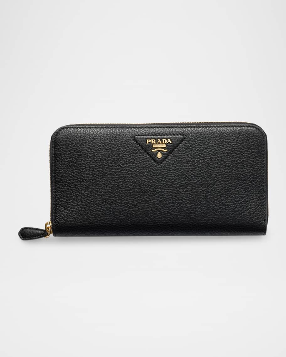 Prada Large Leather Zip Wallet | Neiman Marcus