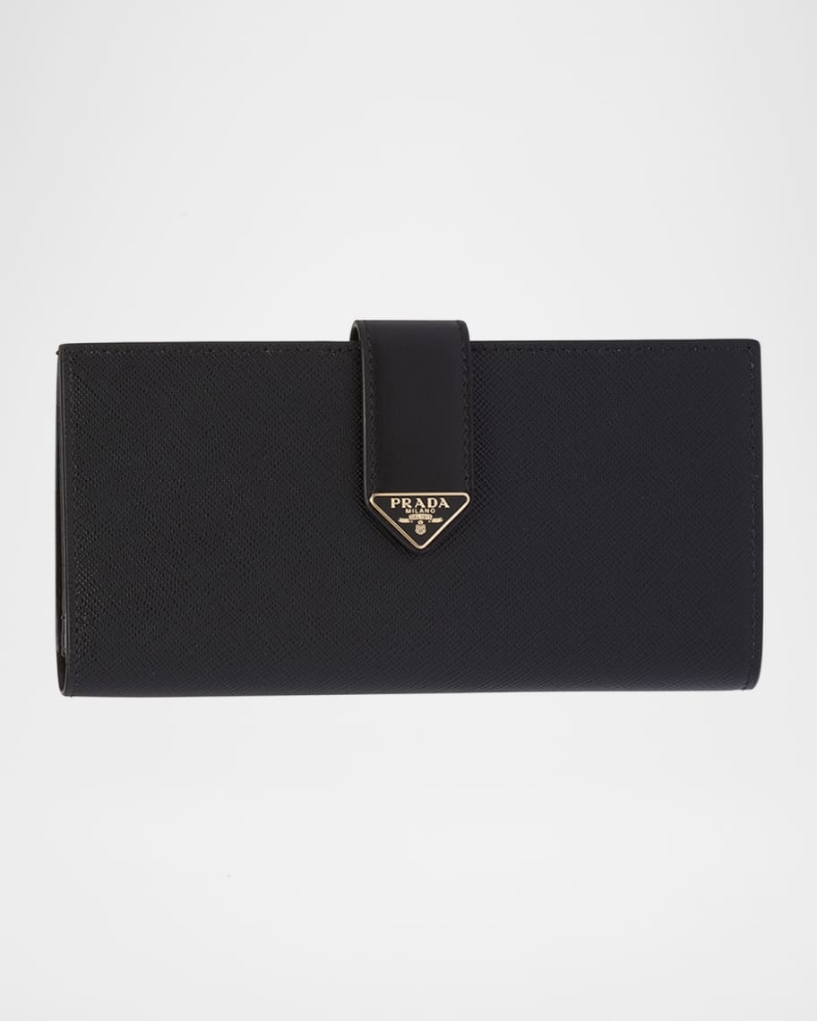 Prada Large Saffiano and Smooth Leather Wallet | Neiman Marcus
