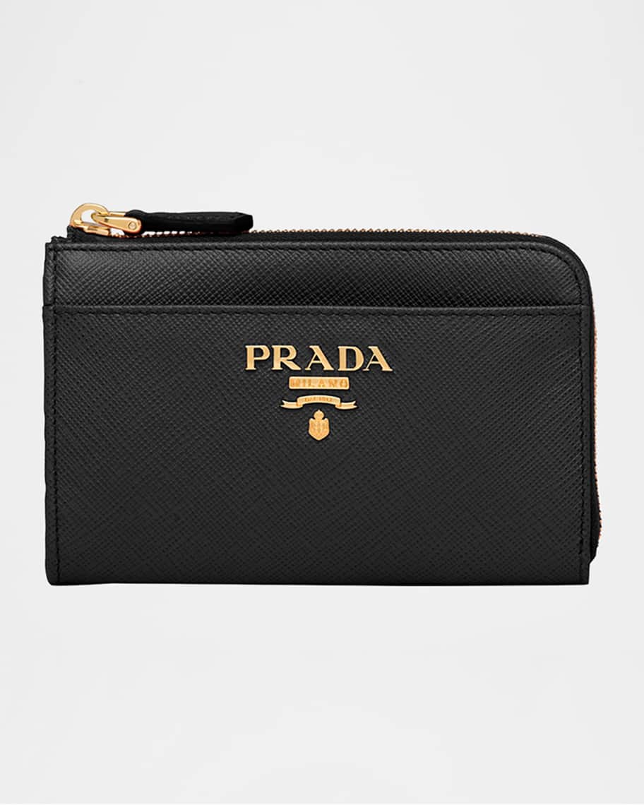 Prada Leather Card Case with Key Ring | Neiman Marcus