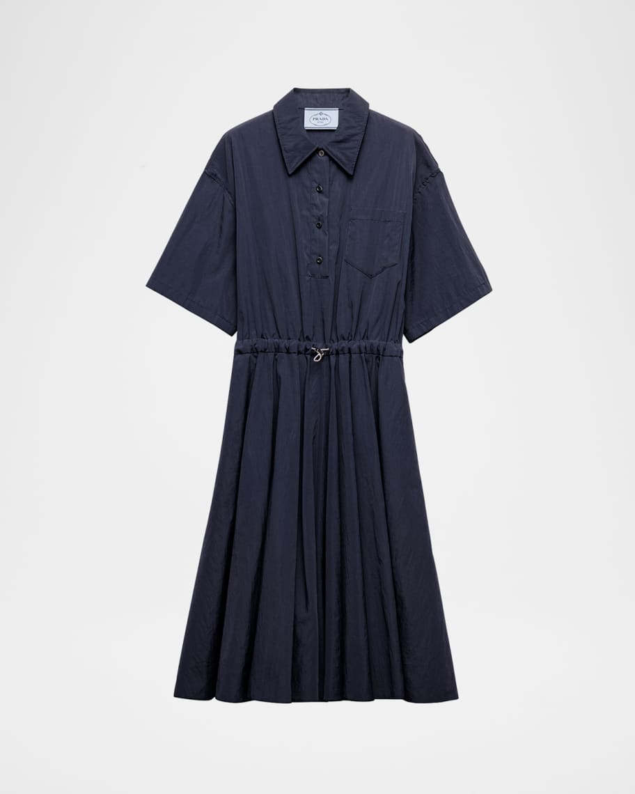 【プラダ・PRADA】Short cotton dress Prada Drawstring Pleated Midi Dress | Neiman Marcus