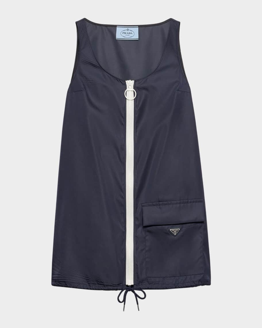 Prada Re-Nylon Sleeveless Zip-Front Mini Dress | Neiman Marcus