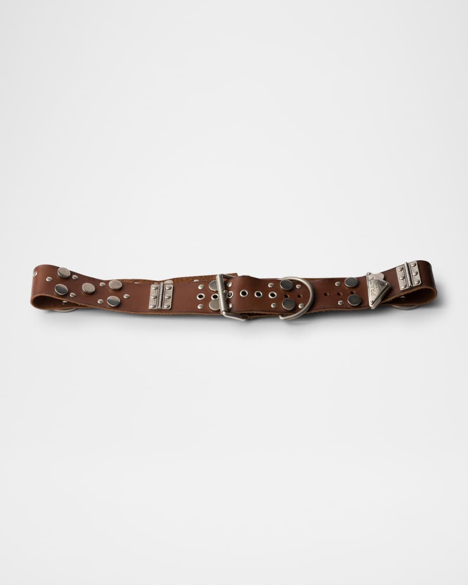 Prada Men's Studded Leather Belt | Neiman Marcus