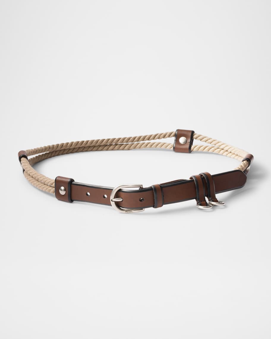 Prada Men's Leather And Rope Belt | Neiman Marcus