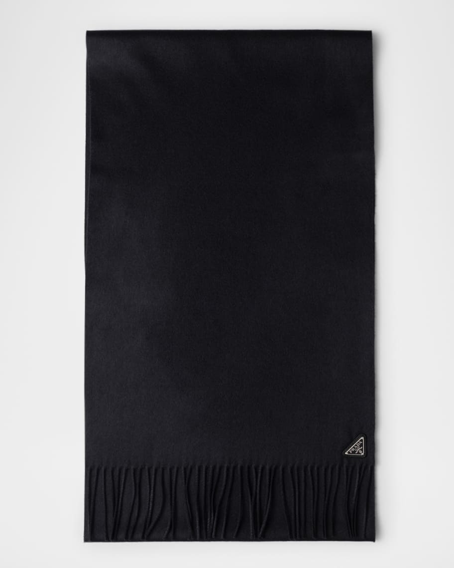 小物 PRADA, 19FW FRINGE MOHAIR MUFFLER Prada Men's Fringed Silk