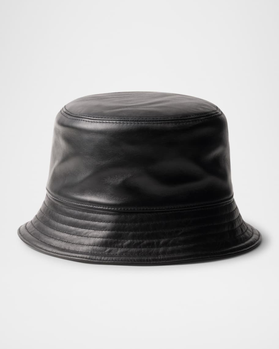 Prada Men's Nappa Leather Bucket Hat | Neiman Marcus
