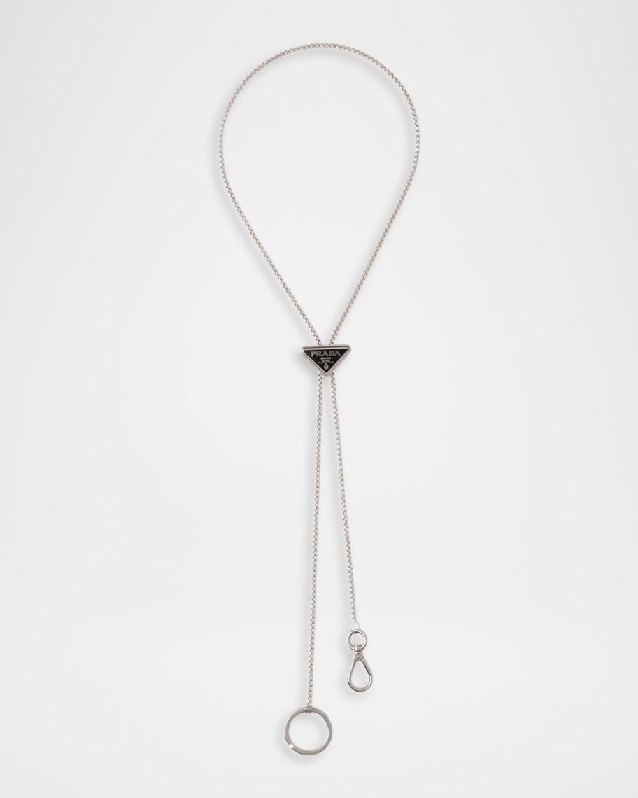 Prada Triangle Logo Bolo Keychain | Neiman Marcus