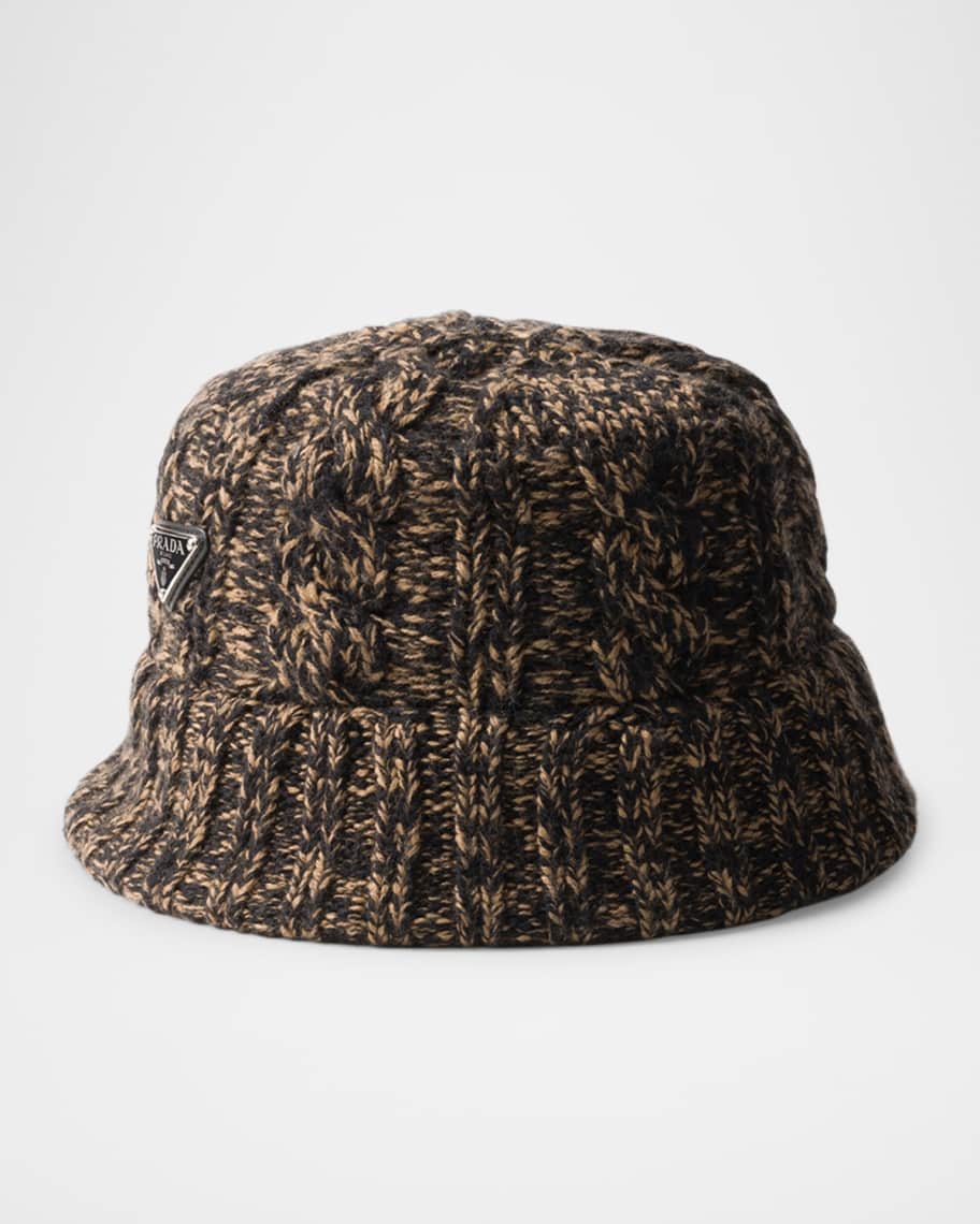Prada Men's Melange Wool Cable-Knit Bucket Hat | Neiman Marcus