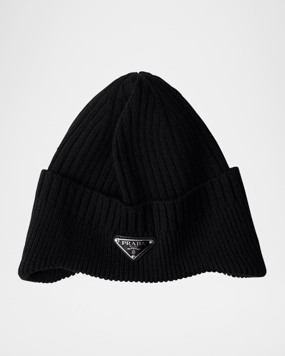 Prada Men's Ribbed Wool Beanie | Neiman Marcus
