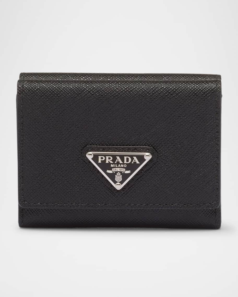 折りたたみ財布 PRADA SAFFIANO WALLET PRADA Tri-fold Wallet Saffiano Leather Snap Button Bicolor
