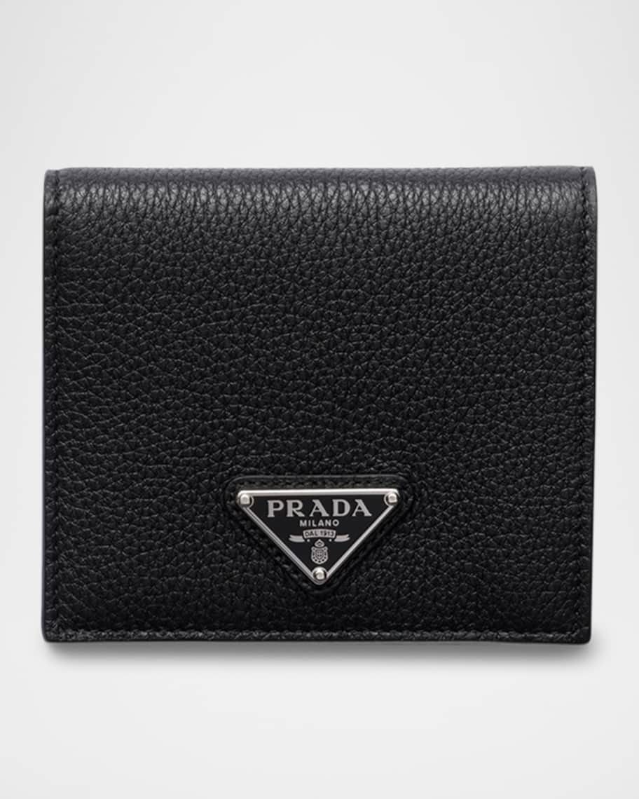 Prada Men's Vitello Daino Triangolo Bifold Wallet | Neiman Marcus