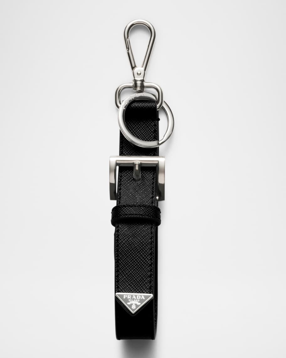 Prada Men's Saffiano Leather Key Ring | Neiman Marcus