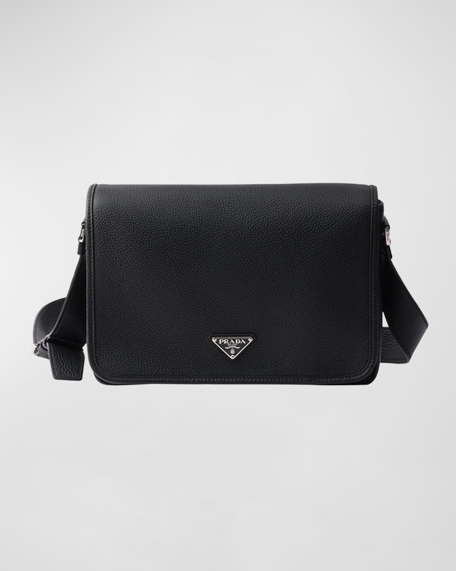 バッグ Prada Shoulder Crossbody Bag Black y2k Prada Men's Grained Leather Flap Crossbody Bag | Neiman Marcus