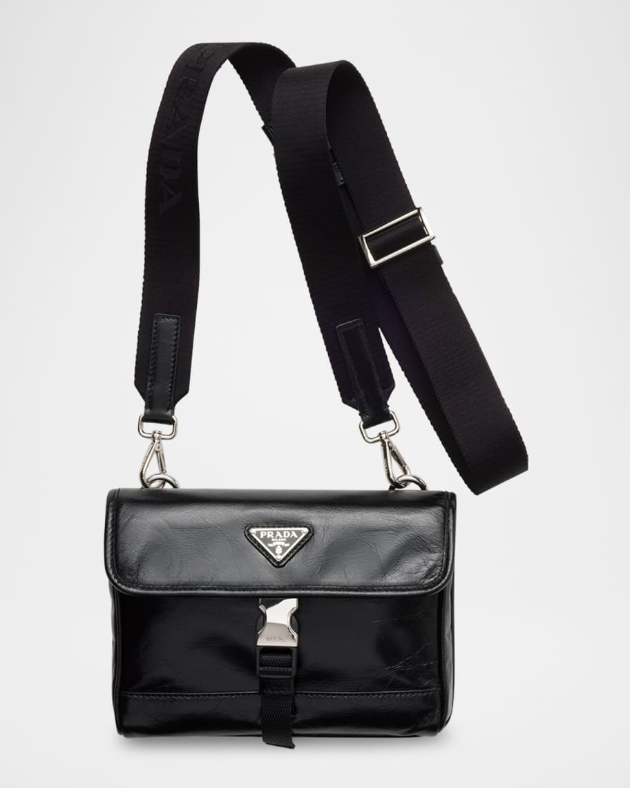 PRADA ブラックレザー スマホケース Prada Men's Leather Smartphone Case | Neiman Marcus