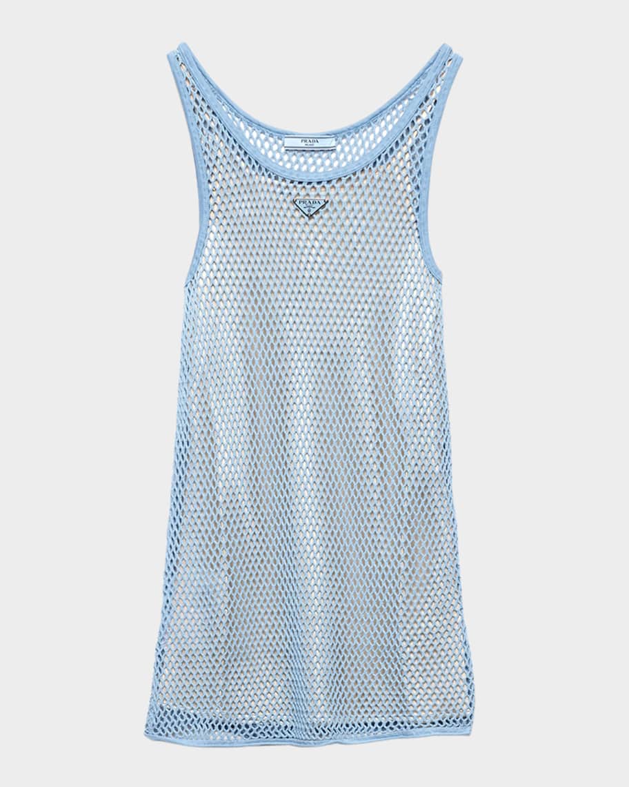 Sleeveless Cotton Mesh Mini Dress