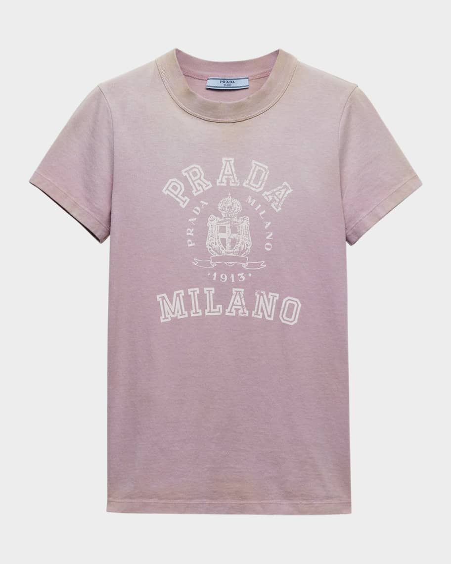 Prada Logo-Print Jersey Short-Sleeve T-Shirt | Neiman Marcus