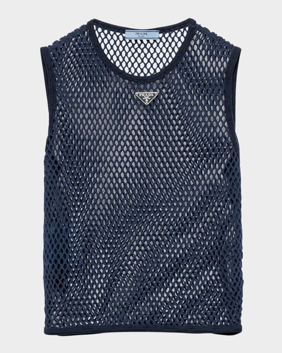 PRADA新作【UJT109_11ZM COTTON SLEEVELESS T-SHIRT】 Prada Cotton Mesh Tank Top | Neiman Marcus