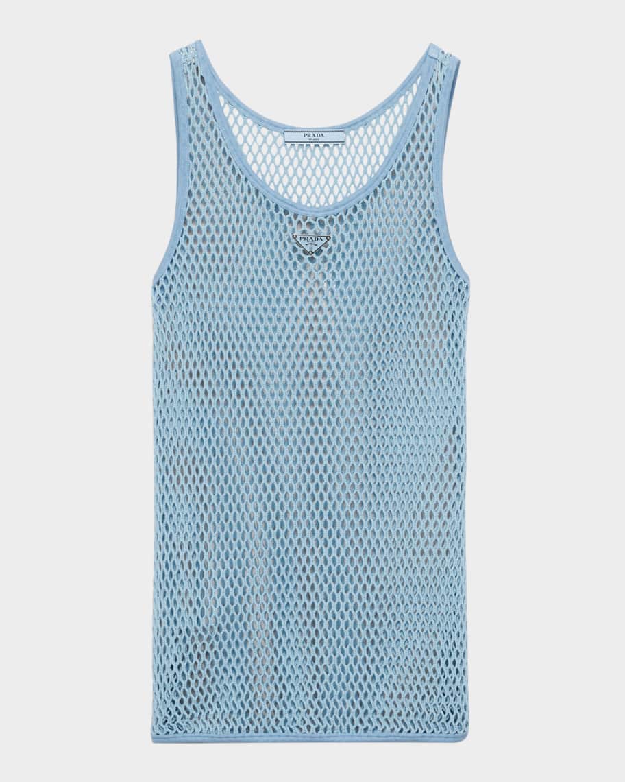 Tシャツ・カットソー PRADA SAND COTTON TANK TOP Prada Cotton Knitted Tank Top | Neutrals | FARFETCH
