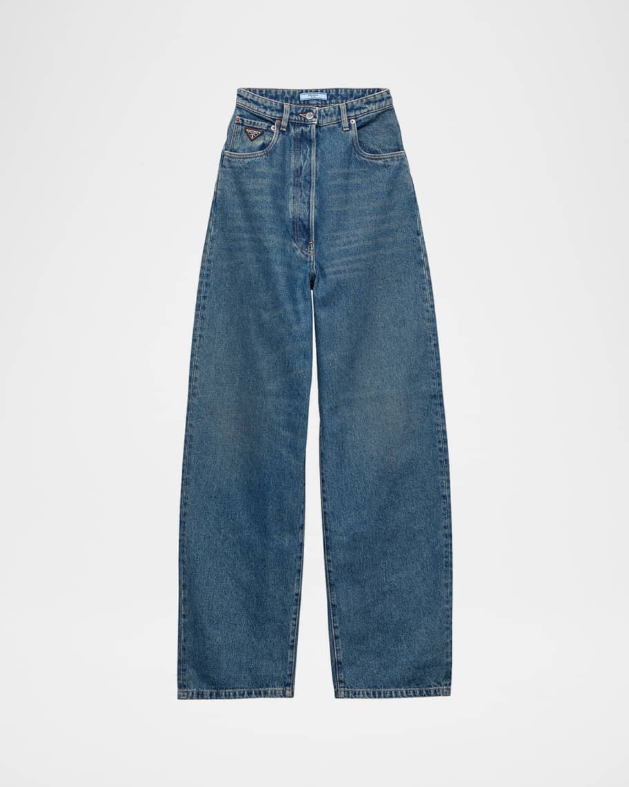 【プラダ・PRADA】High-waisted denim jeans Prada High-Waisted Denim Jeans | Neiman Marcus
