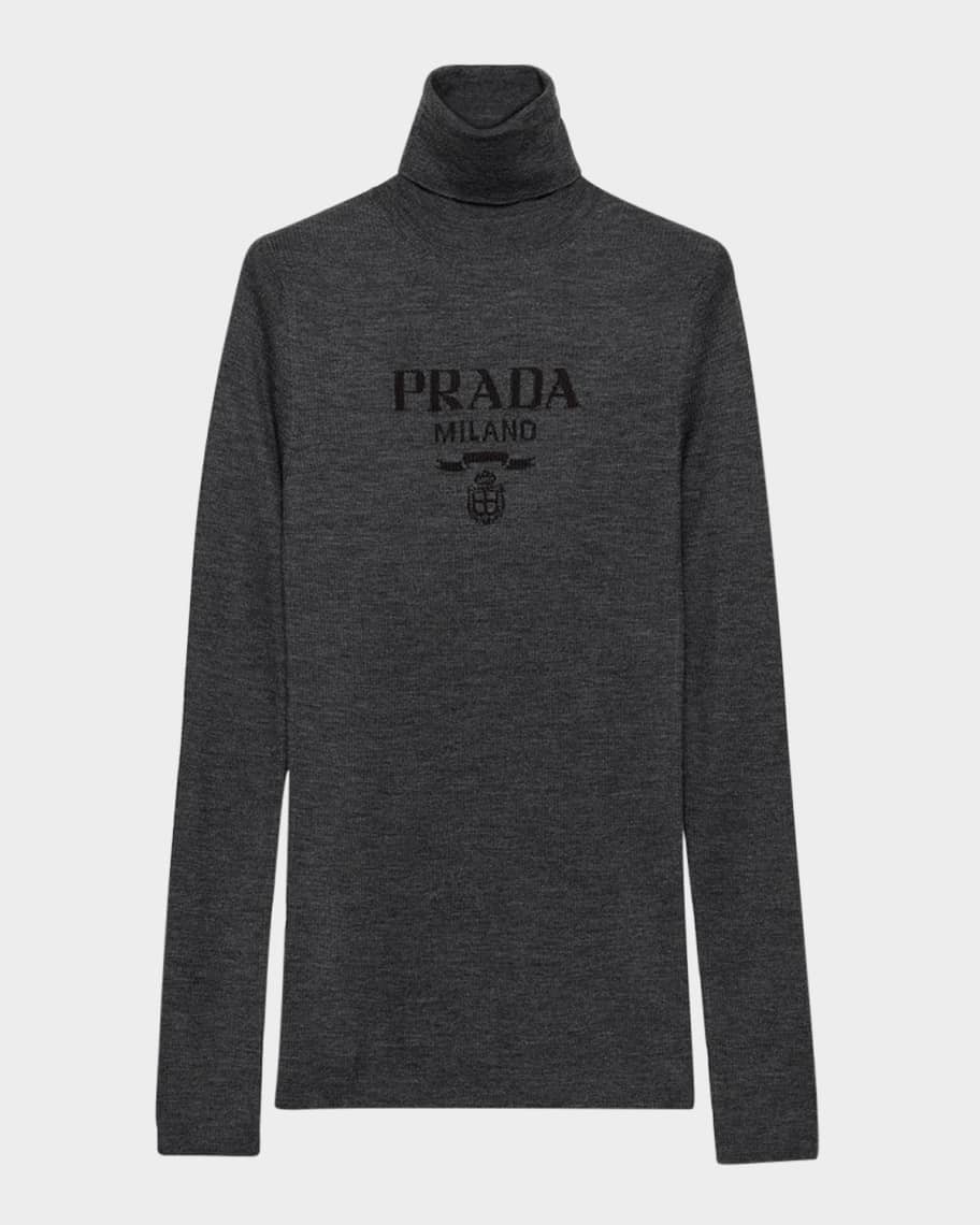 Prada Superfine Wool Turtleneck Logo Sweater | Neiman Marcus