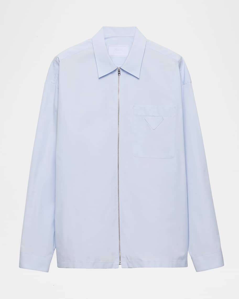 Prada Men's Poplin Zip-Up Overshirt | Neiman Marcus