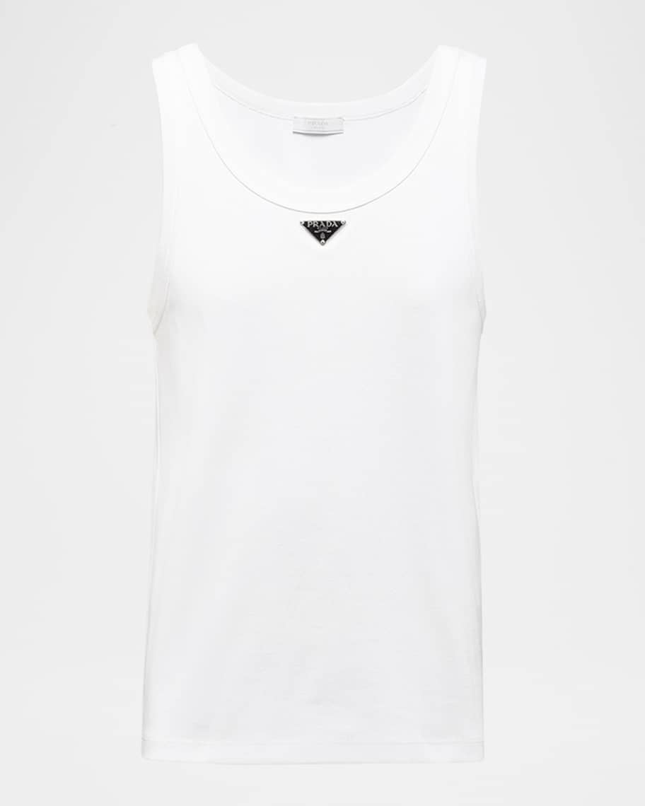 Prada Men's Ribbed Cotton Logo Tank Top | Neiman Marcus