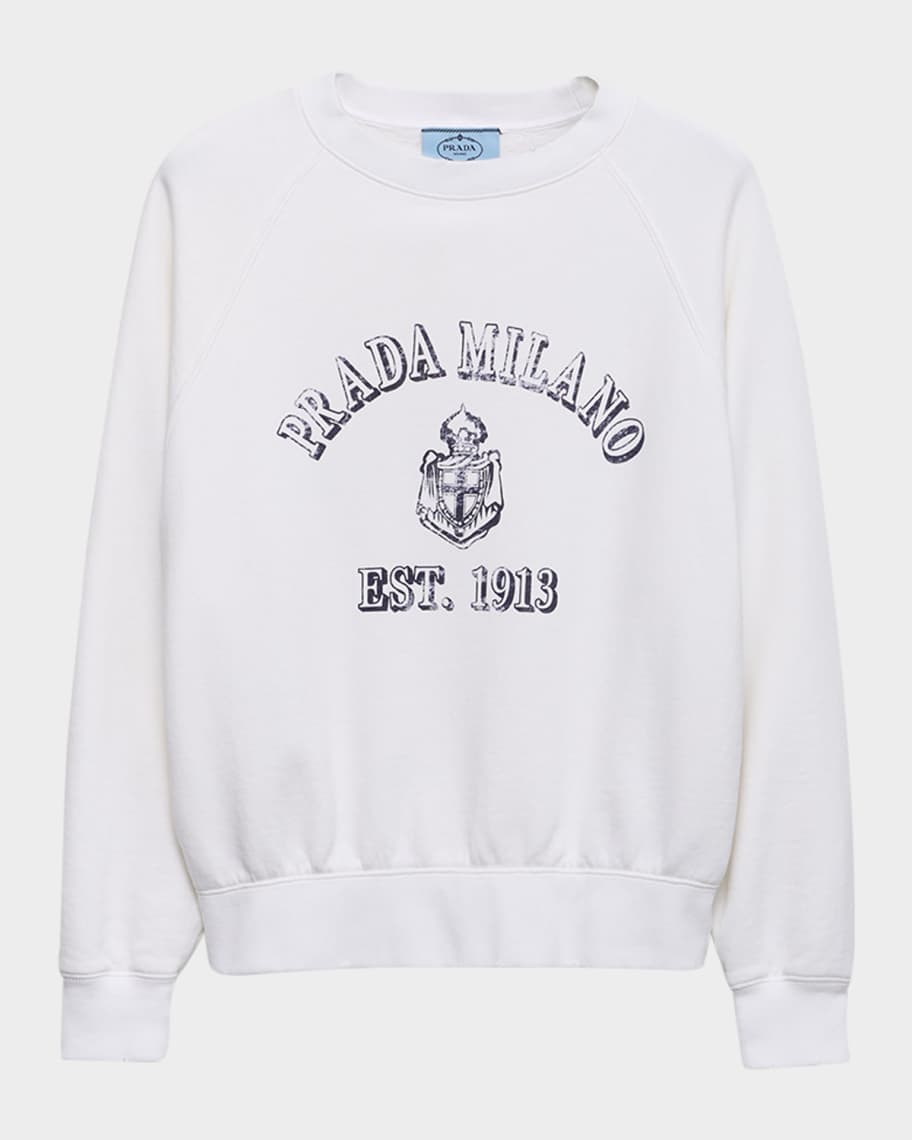 【VIP価格】PRADA Logoed Sweatshirt Prada Logo-Print Cotton Crewneck Sweatshirt | Neiman Marcus