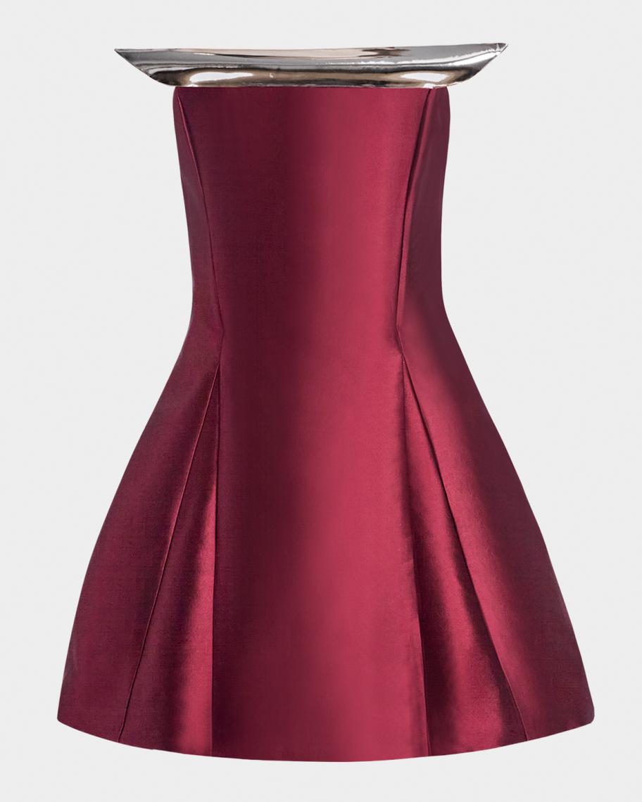 Kate Barton Strapless Sculptural Fit-&-Flare Mini Dress | Neiman