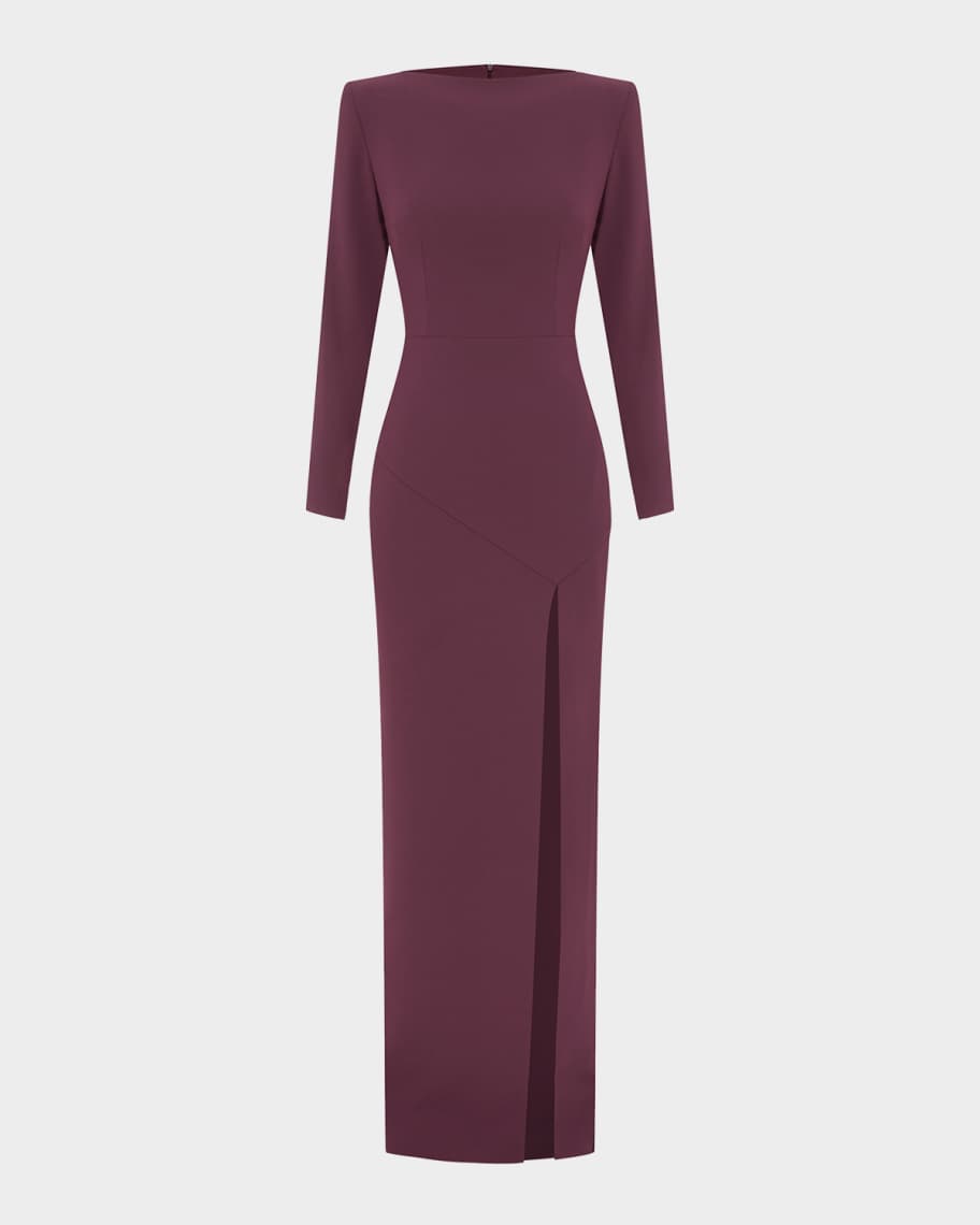 alex perry long sleeve dress Long Sleeve V Neck Gown