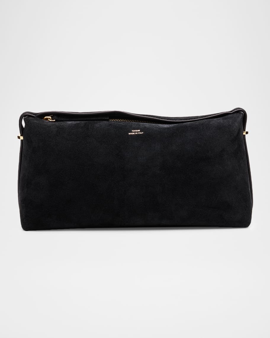 【TOTEME】Suede belted clutch bag Belted suede clutch black – TOTEME