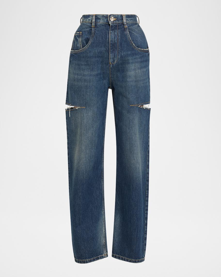 Maison Margiela Slash Slit Barrel-Leg Jeans | Neiman Marcus