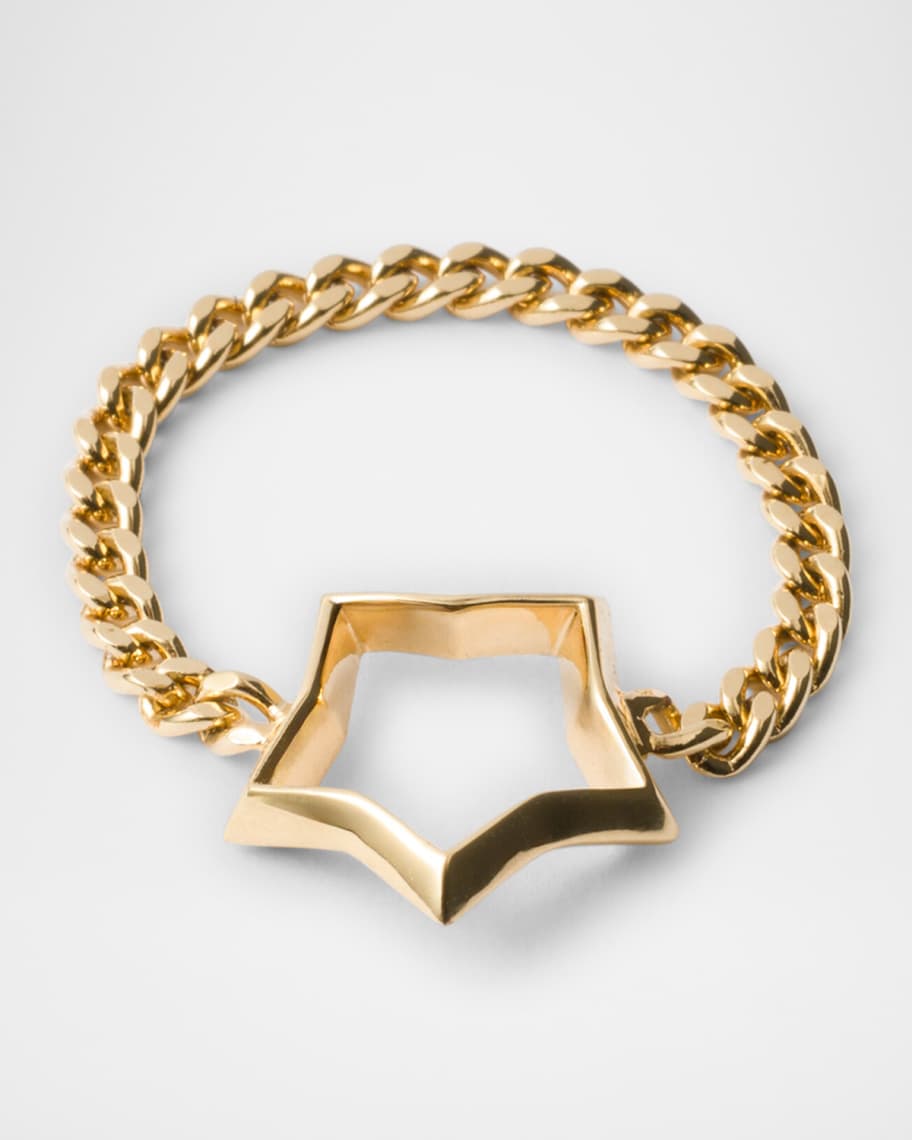 【PRADA】l ring チェーン リング ゴールド ロゴ スター 星 Prada Star Brass Chain Ring | Neiman Marcus