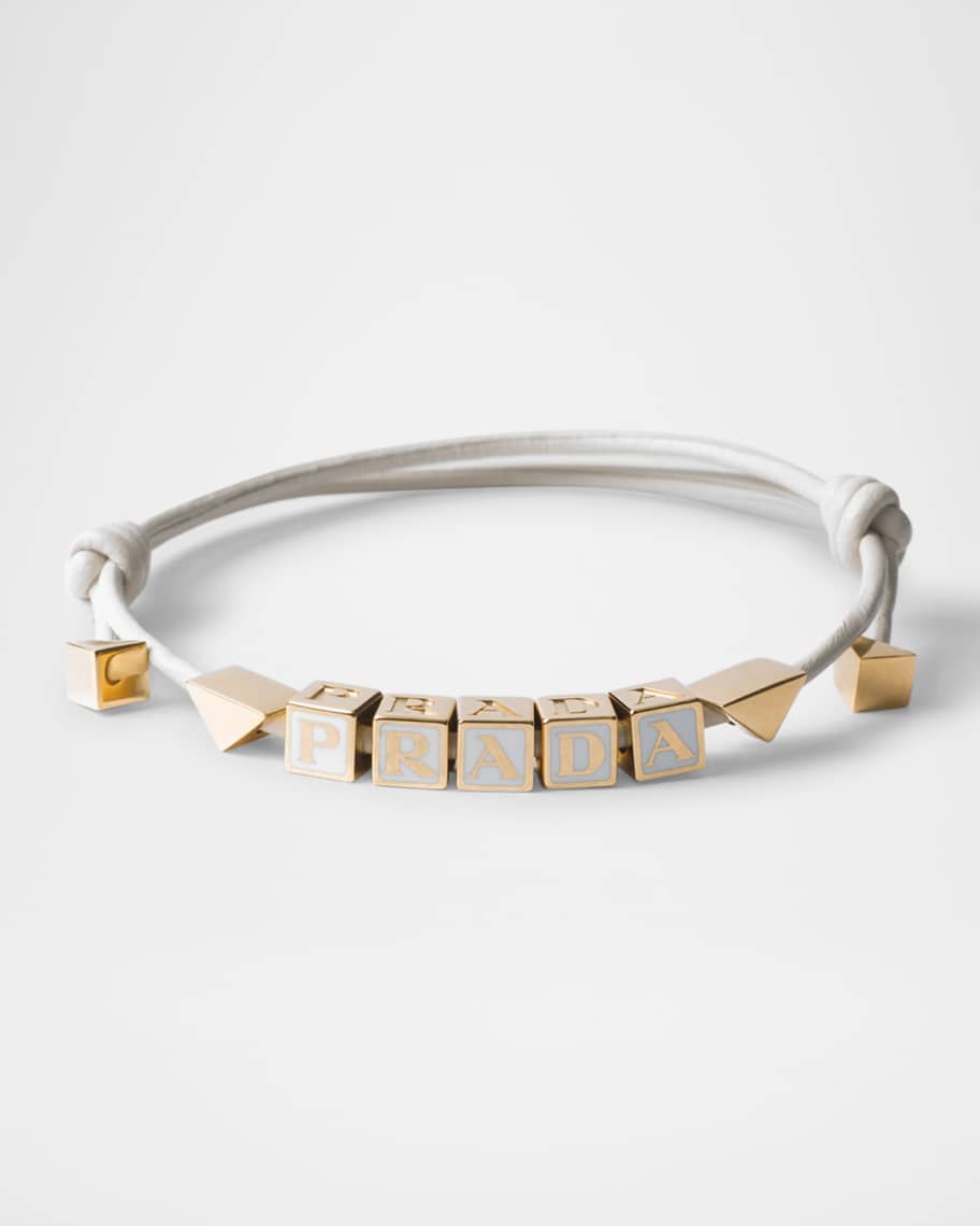 Prada Logo Beaded Nappa Leather Bracelet | Neiman Marcus