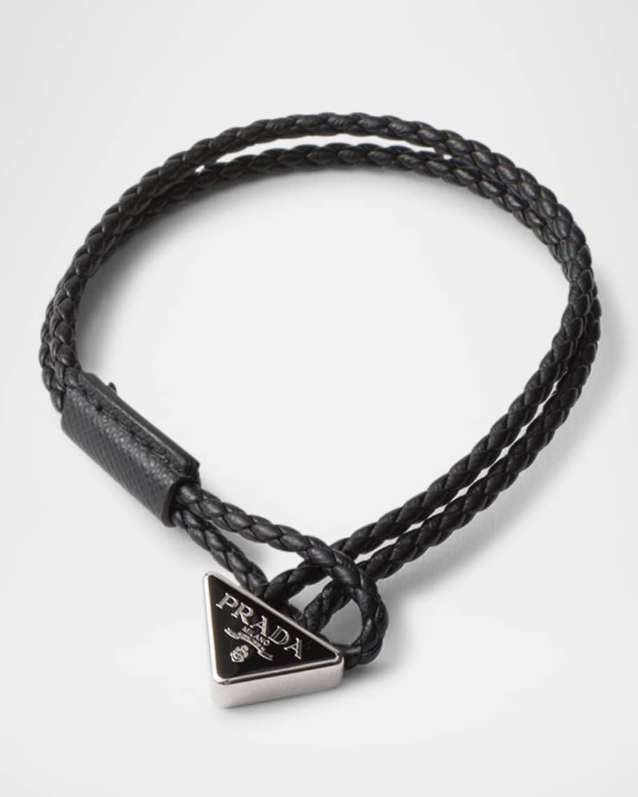 Prada Men's Braided Napa Leather Bracelet | Neiman Marcus